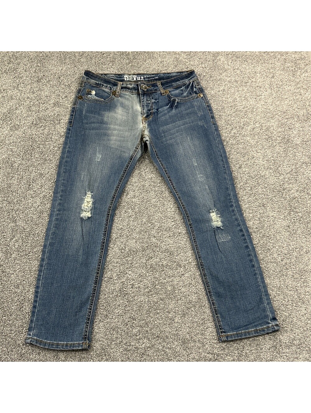 NWT D-Fuz Distressed Straight Leg Blue Jeans Vintage Denim Y2K Low Rise